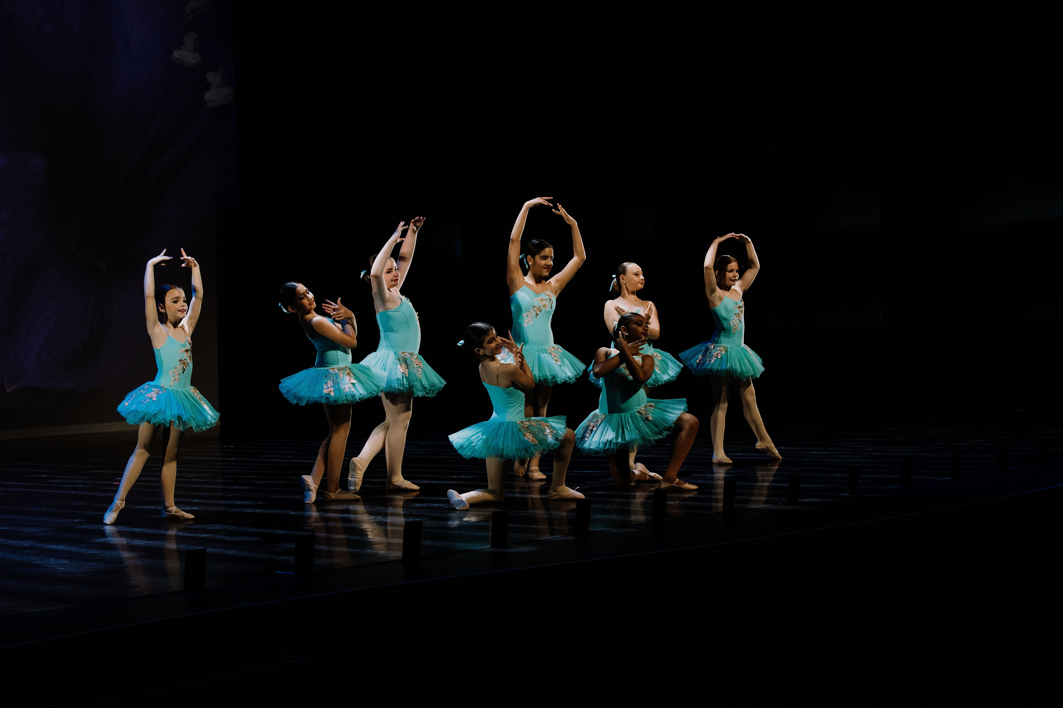 Ending pose from a ballet performance on stage